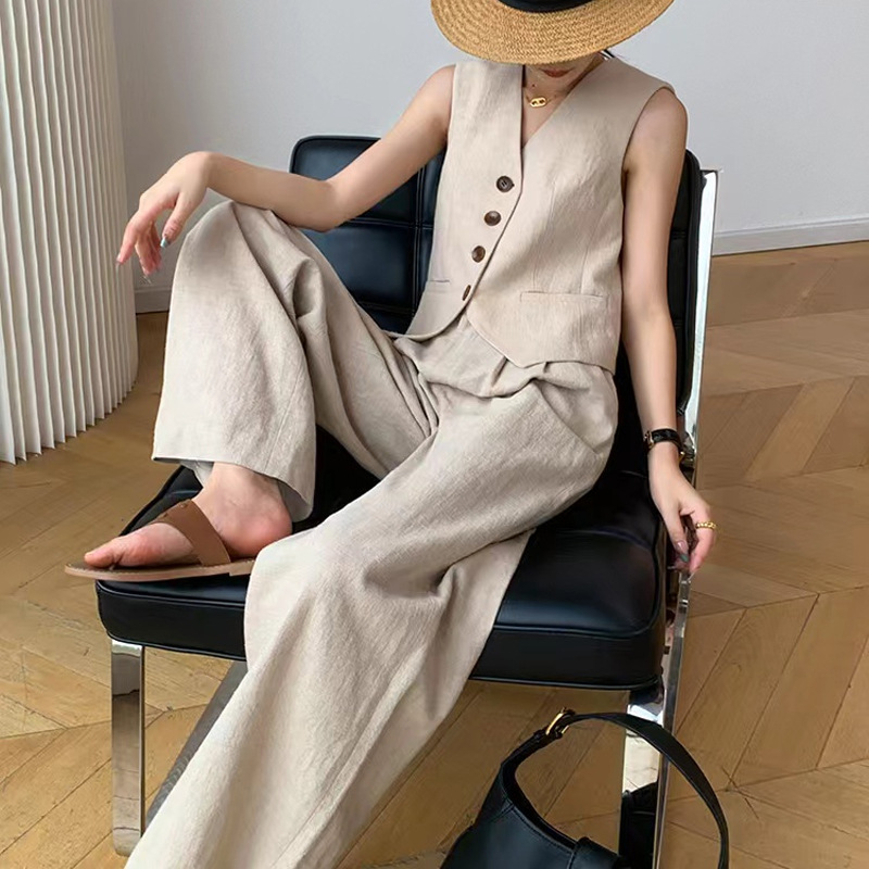 Ensemble Deux Pièces Femme Été – Gilet Sans Manches et Pantalon Large
