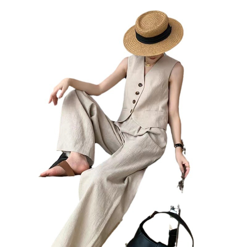 Ensemble Deux Pièces Femme Été – Gilet Sans Manches et Pantalon Large