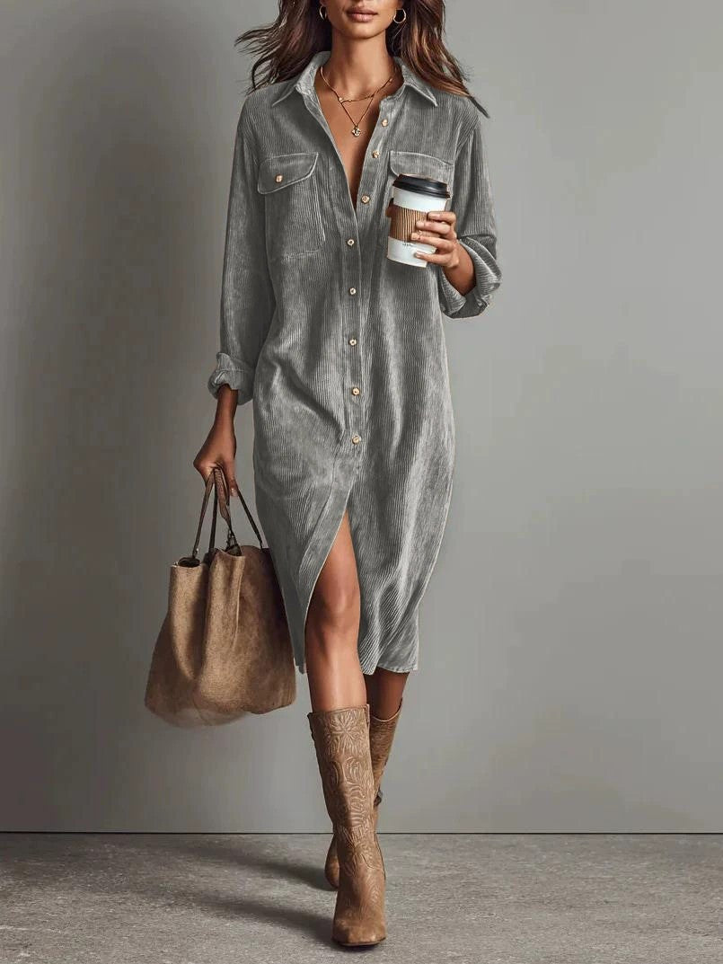 Robe Casual Chic à Col Revers