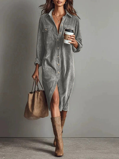 Robe Casual Chic à Col Revers