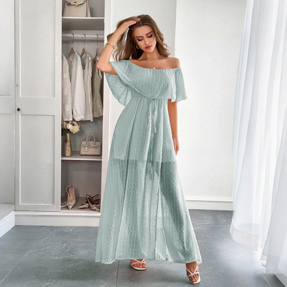 Robe slim décontractée à épaules dénudées, style européen.