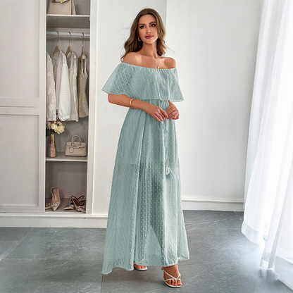 Robe slim décontractée à épaules dénudées, style européen.