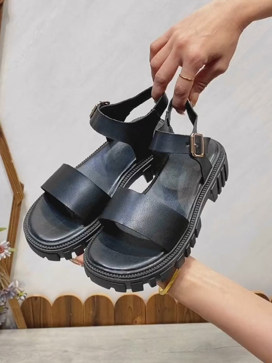 Sandales plateforme unies décontractées pour femmes